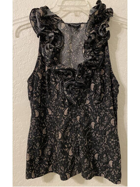 Vintage 90's Rampage Women's Ruffled Sleeveless Top Y2k Full Button Up Smocked